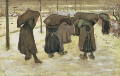 Gruvarbetares hustrur som bär säckar med kol, 1882